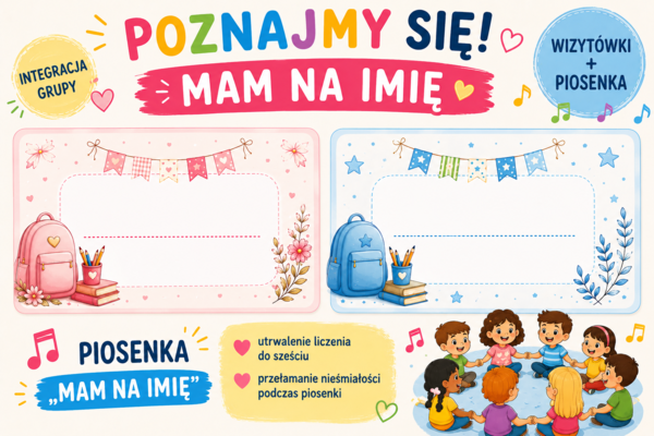 Poznajmy się! „Mam na imię” – wizytówki dla dzieci + piosenka integracyjna