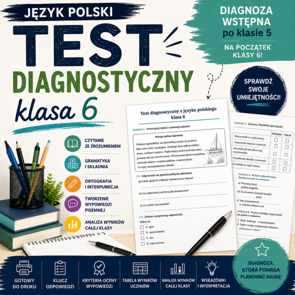 Diagnoza wstępna z języka polskiego dla klasy 6 SP