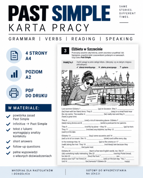 Past Simple – karta pracy | Grammar, Verbs & Speaking | A2