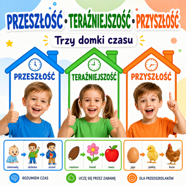 Przeszłość, teraźniejszość, przyszłość — trzy domki czasu