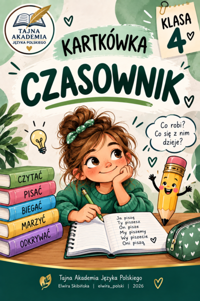 Kartkówka – Czasownik | Klasa 4 | 2 wersje A i B + klucz odpowiedzi