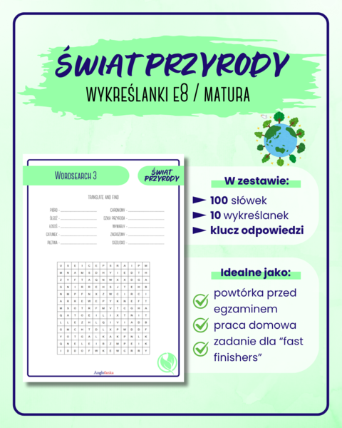 Wykreślanki - Świat przyrody | Egzamin 8-klasisty | Matura