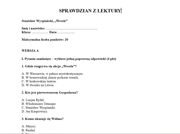 Sprawdzian- Wesele