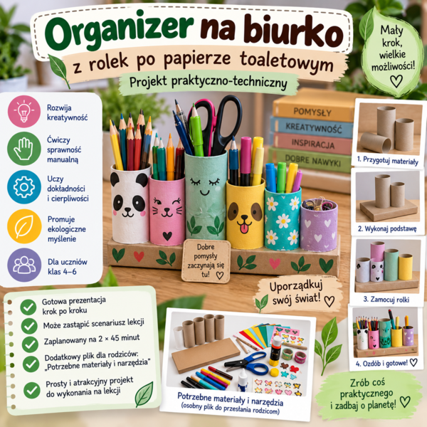 Organizer na biurko- projekt na zajęcia praktyczno- techniczne