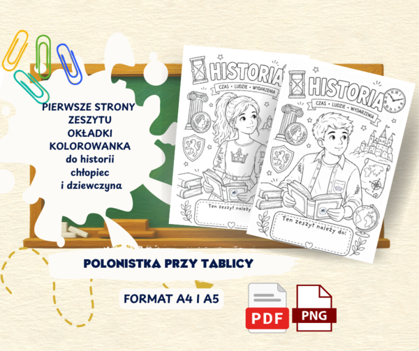 OKŁADKA  PIERWSZA STRONA zeszytu  HISTORIA