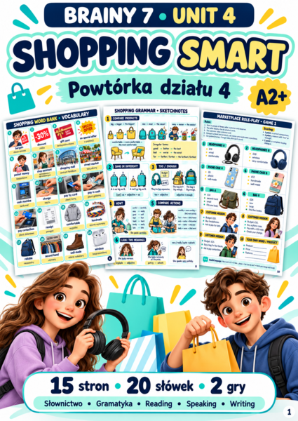 Brainy 7 Unit 4 – Shopping Smart | Powtórka: zakupy, stopniowanie i przysłówki | A2+