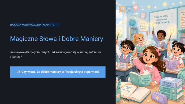 Magiczne słowa i dobre maniery – prezentacja dla klas 1–3 | godzina wychowawcza