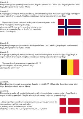 Proporcje ukryte we flagach - karty zadań do pracy na lekcji