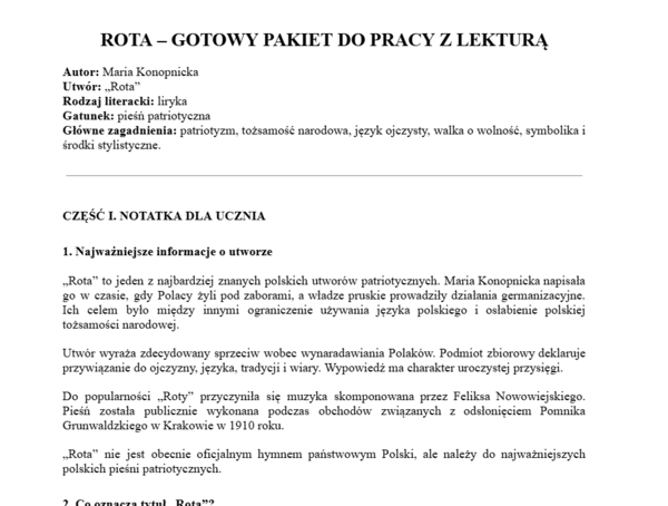 Rota- gotowy pakiet do pracy z lekturą