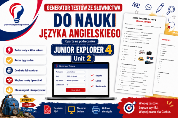 Generator testów Junior Explorer 4, Unit 2