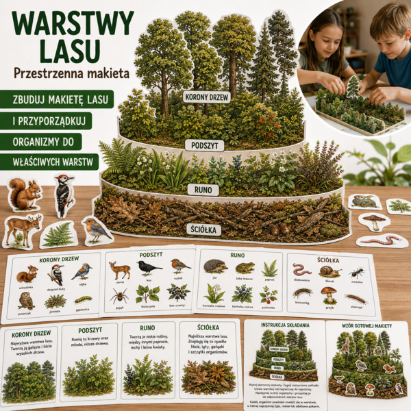 Warstwy lasu – przestrzenna makieta