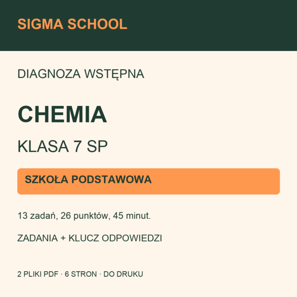 Diagnoza wstępna — chemia, klasa 7 SP + klucz i analiza