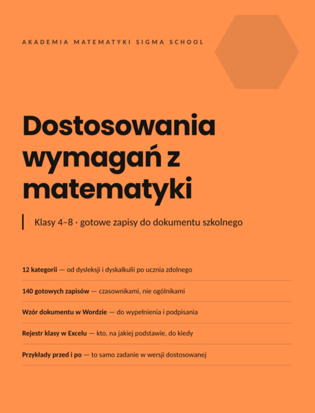Dostosowania wymagań z matematyki — 140 gotowych zapisów, klasy 4–8
