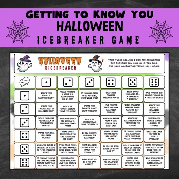 🎃 Halloween Dicebreaker – Angielskie pytania i konwersacje na Hallowen 👻