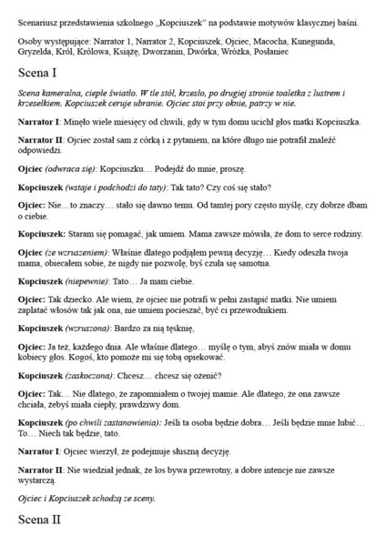 Scenariusz przedstawienia Kopciuszek
