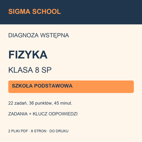 Diagnoza wstępna — fizyka, klasa 8 SP + klucz i analiza