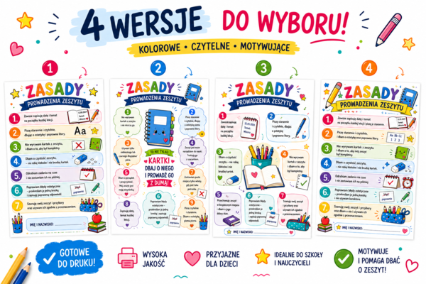 Zasady Prowadzenia Zeszytu - Wklejki Kolorowe