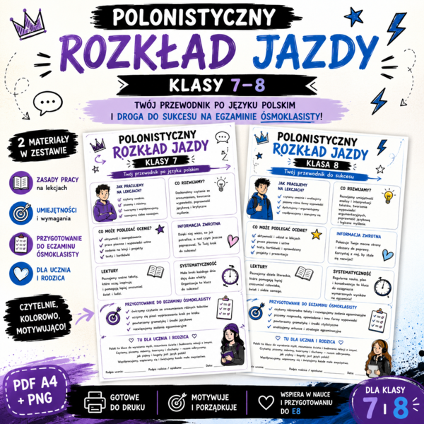 Polonistyczny rozkład jazdy – klasy 7–8