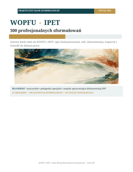 WOPFU i IPET - bank 300 profesjonalnych sformułowań