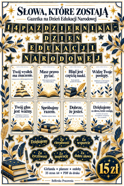 ✨ SŁOWA, KTÓRE ZOSTAJĄ ✨ Gazetka na Dzień Edukacji Narodowej 💛