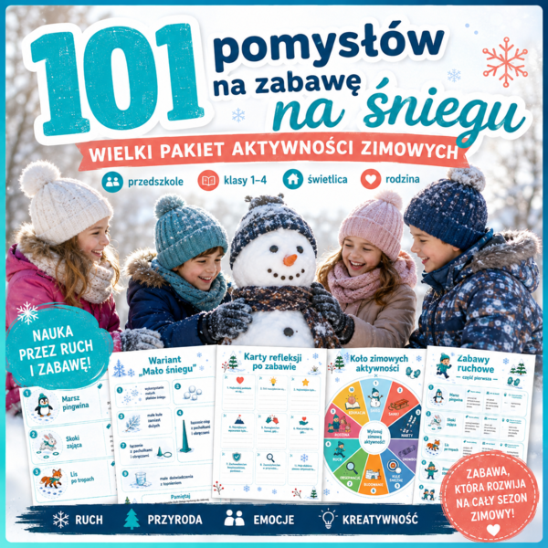 101 pomysłów na zabawę na śniegu — wielki pakiet aktywności zimowych