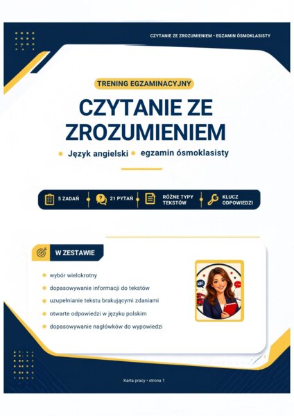 Egzamin ósmoklasisty – czytanie ze zrozumieniem | 5 zadań + klucz