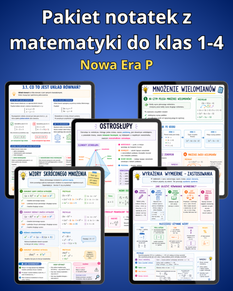 Pakiet notatek z matematyki do klas 1-4 Nowa Era P