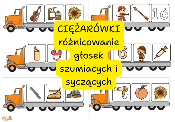 Logopedia Logopedyczne ciężarówki - różnicowanie głosek szumiących i syczących w wyrazie