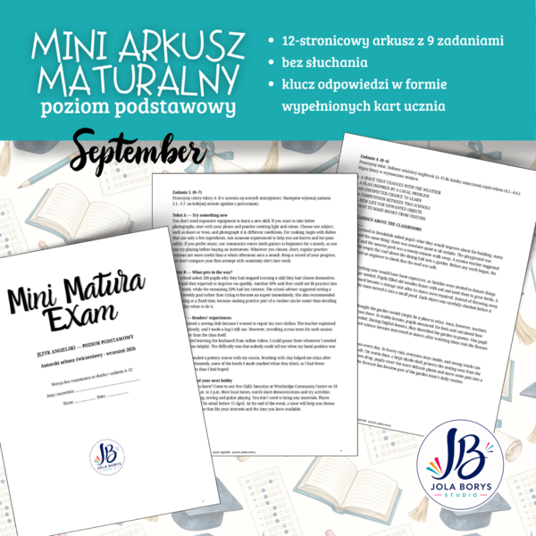Mini Matura – Wrzesień 2026 | Język angielski – poziom podstawowy