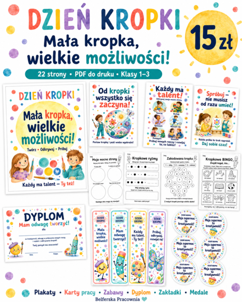 Pakiet materiałów na Dzień Kropki (gazetka , karty pracy, dodatki)