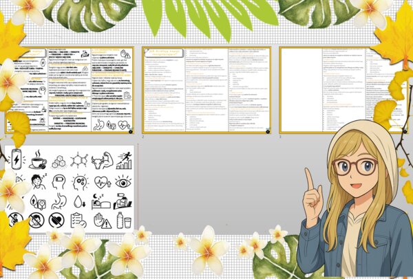 Sketchnotka/notatka - dla ucznia i przypomnienie dla nauczyciela w pdf. Temat "Jak działają napoje energetyzujące?". Edukacja zdrowotna. Klasa 6.