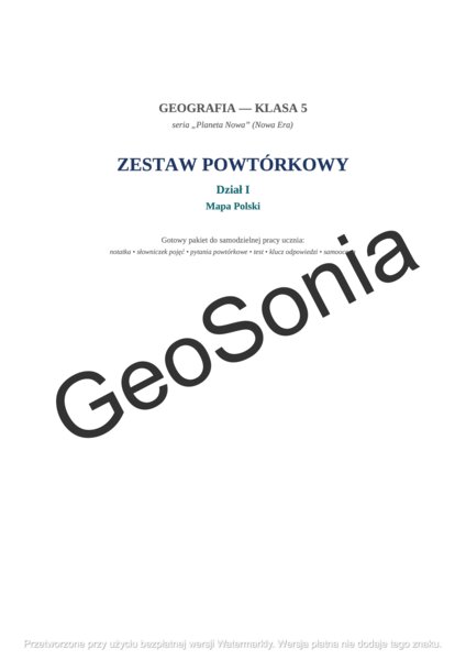 Kompletny Zestaw Powtórkowy: „Mapa Polski” (Geografia, Klasa 5, Planeta Nowa)