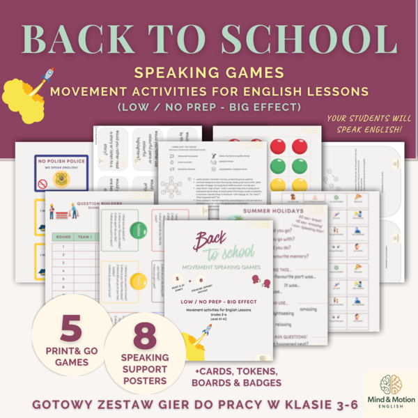 Back To School - gry i ice-breakers na pierwsze lekcje angielskiego | klasy 3-6