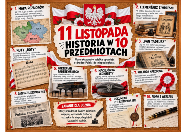 11 listopada – Historia w 10 przedmiotach | Gazetka szkolna XXL | 35 stron PDF