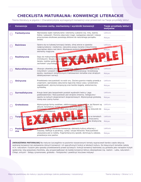 Checklista- konwencje, matura rozszerzona, pdf