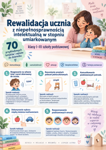 REWALIDACJA uczniów z niepełnosprawnością intelektualną umiarkowaną • kl. 1-3• wpisy do dziennika