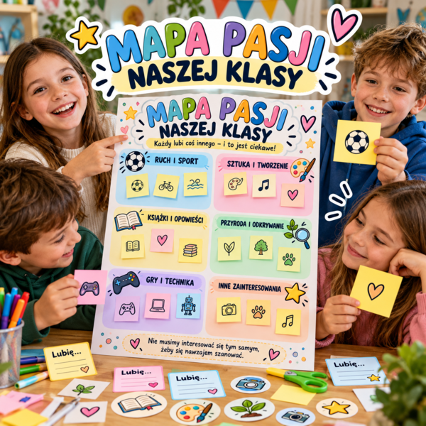 Mapa pasji naszej klasy – różni nas wiele, łączą zainteresowania