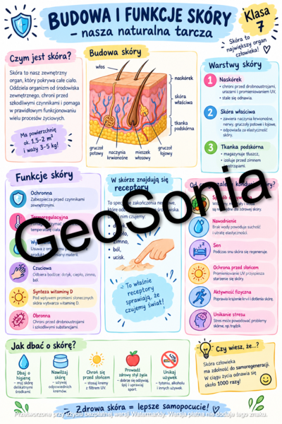 Budowa i funkcje skóry biologia klasa 7 sketchnotka