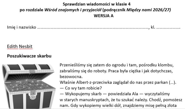 Sprawdzian wiadomości w klasie 4  po I rozdz. Wśród znajomych i przyjaciół (Między nami, Gdańskie Wydawnictwo Oświatowe 2026)