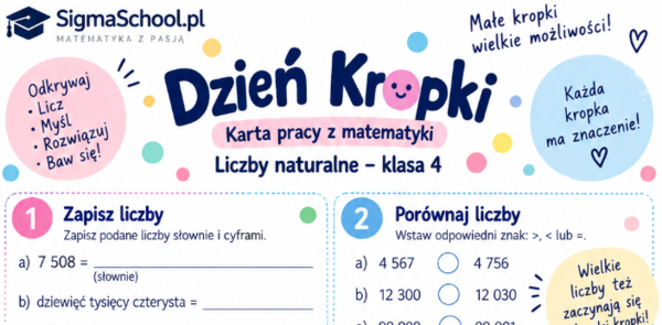 Karta pracy z matematyki: Dzień Kropki – Liczby naturalne (Klasa 4)