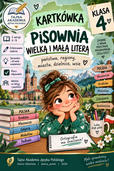 Kartkówka – Wielka i mała litera: państwa, miasta i inne nazwy własne | Klasa 4| PDF