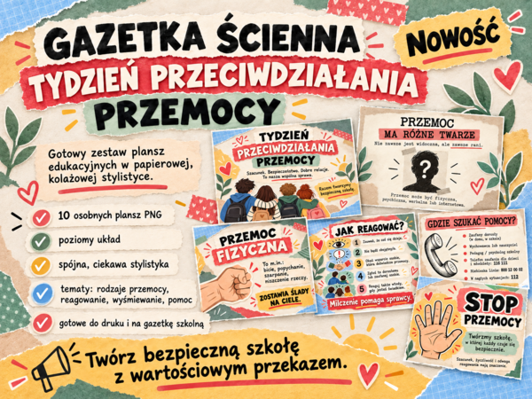 Tydzień przeciwdziałania przemocy – gazetka ścienna II wersja