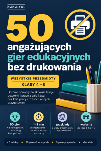 50 angażujących gier edukacyjnych bez drukowania | Klasy 4–8 | PDF