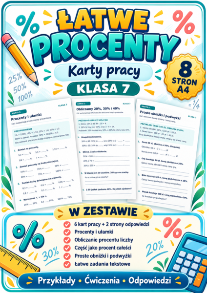 PROCENTY-ŁATWE- klasa 7