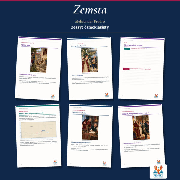 Zemsta — Aleksander Fredro | Zeszyt ósmoklasisty: szczegółowe omówienie, 120 zadań i klucz odpowiedzi
