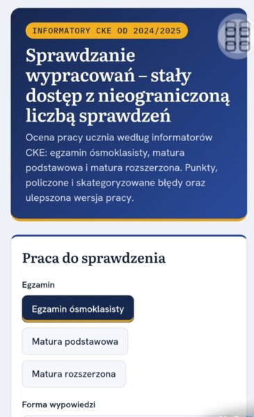 Narzędzie do sprawdzania wypracowań - nielimitowana liczba sprawdzeń przez 365 dni od dnia zakupu - E8 (:rozprawki, opowiadania, przemówienia, matury: podstawowa i rozszerzona)