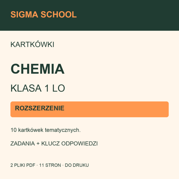 Kartkówki — chemia, klasa 1 LO — ROZSZERZENIE + klucz odpowiedzi