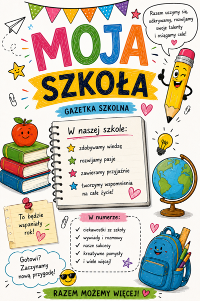 Gazetka na nowy rok szkolny – 5 stron dla uczniów | dekoracja i materiał integracyjny
