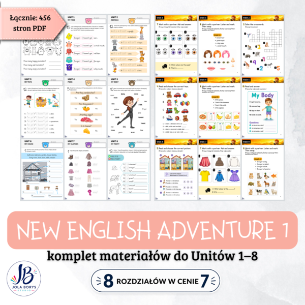 New English Adventure 1 – Unit 1–8 – komplet materiałów | 8 rozdziałów w cenie 7