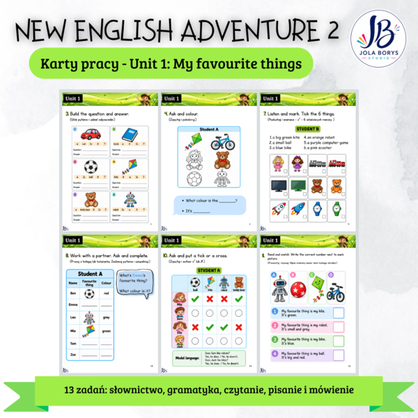 New English Adventure 2 – Unit 1: My Favourite Things – zadania komunikacyjne